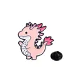 Cute pink dragon enamel pin with dragon fruit pattern and black rubber clutch back - Pink