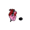 Realistic human heart enamel pin pierced by a dagger with a black rubber clutch - Dagger Through Heart (C2560-1)