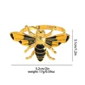 Detailed view of bee napkin ring with dimensions 5.2cm by 3.1cm in gold enamel finish - Simple Enamel Bee Style (Z1332-1)