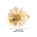 Detail view of daisy napkin ring with bee accent and size measurement of 4.4cm 1.7in - Bee Daisy Style (Z1332-3)