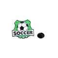 Pin's de foot émaillé avec écusson vert et trois étoiles sur un fond blanc neutre - Style Étoile de Football Bouclier (C2571-2)