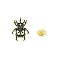Creative beetle enamel pin featuring mystical eye and star motifs with gold butterfly clutch - Beetle With Eye Pattern (C2568-4)