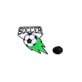 Épinglette de football en émail avec flamme verte et fermoir en caoutchouc noir - Style Dynamique Football de Flamme (C2571-4)