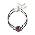 Adjustable Yin Yang koi fish couple bracelets with black woven rope and metal charms - Red And White Fish Braided Bracelet (G1404)