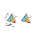 Boucles d'oreilles triangle arc-en-ciel en émail coloré avec fermoirs en silicone - Style Triangle (F1569-1)