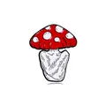 Broche en émail champignon créative avec corps humain et bras croisés sur fond blanc - Homme Champignon Bras Croisés (C2556-3)