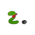 Spilla smaltata verde numero 2 con piccolo foulard rosso e chiusura a farfalla in metallo - Numero 2 Serpente / Serpente Verde (C2573-2)