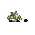 Carnival enamel pin with jester hat and 'Carnival Is Here' text in classic colors - Jester Hat Style (C2605-1)