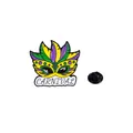 Carnival mask enamel pin with colorful feathers and gold metal finish for clothes - Feather Mask Style (C2605-2)