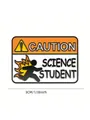Detailed view of science student caution badge showing dimensions of 3cm and 1.18 inches - Orange Science Warning Sign (C2446-5)