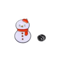 Spilla in smalto a forma di pupazzo di neve con cappello e sciarpa rossi di Natale - Pupazzo di Neve Bianco (C2573-8)
