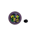 Enamel Mardi Gras carnival brooch with classic purple green and yellow lettering - Mardi Gras Round Style (C2605-3)