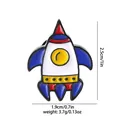 Creative cartoon rocket enamel brooch pin with blue and white colors for clothing decor - Blue Rocket