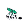 Cartoon punk skull cherry enamel pin with green leaves and black rubber back fastener - Skull Cherry Style (CZ0910)