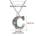Detail view of turquoise bohemian C letter pendant showing size 46cm chain and 5cm extender - A3217-C