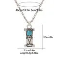 Detailed size map of vintage letter I necklace with turquoise and crown engraving - A3217-I