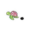 Spilla in smalto a forma di tartaruga verde con fiore di pianta grassa rosa e chiusura - Tartaruga (C2580-2)