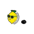 Cute cartoon yellow lemon enamel pin with sunglasses and LIVE LIFE WITH ZEST text - C2687-1 (LIVE LIFE WITH ZEST)