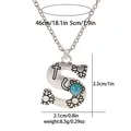 Detailed view of retro S-letter pendant with turquoise and floral patterns - A3217-S
