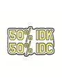 Creative enamel pin badge with 50% IDK 50% IDC humorous quote in yellow and white - Yellow IDK IDC Text (C2446-6)