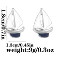 Silver sailboat cufflinks with blue enamel finish and detailed size measurements - Alloy / Sailboat Style (B1510)