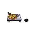 Épinglette en émail créative en forme de vinyle de pizza avec attache en caoutchouc - Tourne-disque Pizza (C2579-1)
