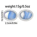 Boutons de manchette en pierre marbrée bleue avec bordure en cristaux brillants - Texture Marbre Bleu et Blanc (B1507-7)