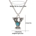 Detailed size specifications for the vintage turquoise letter Y pendant necklace - A3217-Y
