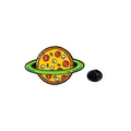 Épingle créative en émail pizza planète avec croûte jaune et pepperoni sur fond blanc - Planète Pizza (C2579-2)