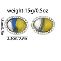 Boutons de manchette pour hommes en verre bleu et jaune avec bordure en strass - Motif d'Art Abstrait Bleu et Jaune (B1507-9)