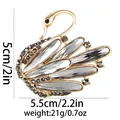 Elegant gold swan brooch with grey crystals and black rhinestones, size 5.5cm x 5cm - Gold and Gray Swan Style (C2631)