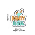 Orange Party Time enamel brooch pin with green cocktail glass design 3.1x2.7cm - Party Time Style (C2615-5)