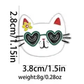 Cute white cat enamel pin with heart-shaped sunglasses and size measurements - C2628 / Alloy