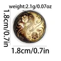 Spilla fiore yin-yang in cornice d'argento, diametro 1,8cm, distintivo rotondo leggero - Motivo Rosa Tai Chi Vintage (C2473)