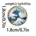 Spilla La Grande Onda di Kanagawa con diametro di 1,8cm e peso totale di 2,1g - Motivo a Grande Onda (C2470)