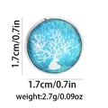 Broche en cristal élan aquarelle bleue accessoire rond de 1,7 cm avec renne blanc - Style Cerf Texture Artistique Bleue (C2459-5)