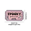 Pink stamp enamel pin with Spooky Book Club lettering and Halloween illustrations - Pink Ghost Book (C2621-2)