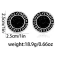 Pair of circular zodiac cufflinks with black starry galaxy pattern and alloy base - Zodiac Starry Sky Style(B1515-1) / Silver