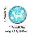 Broche créative en cristal de cerf avec fond floral bleu clair et bord doré - Style Cerf Sika Bleu Clair et Or (C2459-7)