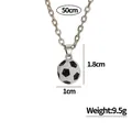 Detailed view of alloy soccer ball pendant necklace with 50cm chain length and 1.8cm height - Black White Football Style (A2943)