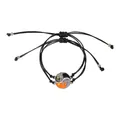 Handmade woven Tai Chi Yin Yang bracelets in orange and black for couples and friends - Multicolor Geometric Tai Chi Braided Style (G1448-ORDG)