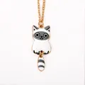 Cute cartoon Siamese cat pendant necklace with movable tail and golden chain - Siamese Cat Necklace (A3178-6)