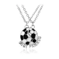 Soccer ball best friends puzzle necklace set with black and white enamel pendants - Football Puzzle Style (A1269)