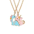 Collane dell'amicizia magnetiche con gatto rosa e drago blu in finitura dorata - Giunzione Gatto Unicorno (A3265)