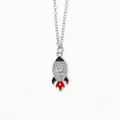 Collana con ciondolo a razzo in argento con zirconi bianchi e smalto colorato - Razzo Zirconia Argento (N1644-SI)