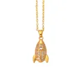 Collana con ciondolo a razzo dorato con zirconi micro-pavé e catena a O sottile per tutti - Razzo Micro-intarsiato Oro (N1645-GO)