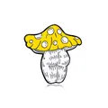 Épingle en émail champignon jaune au design humoristique sur un fond blanc pur - Champignon Fesse Jaune (C2556-2)
