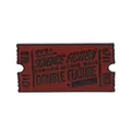 Broche en émail rouge en forme de timbre avec motif de film de science-fiction vintage - Billet de Cinéma Rouge (C1660-RE)