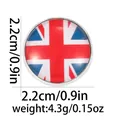 Detail view of UK flag brooch showing 2.2cm diameter and silver metal base design - UK Flag Style (C2636-1)