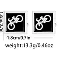 Boutons de manchette carrés vélo pour hommes en émail noir et acier inoxydable poli - Style Carré à Motif de Vélo (B1527)